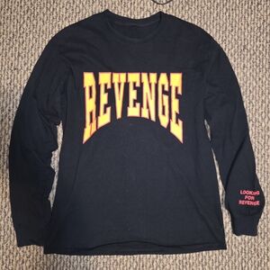 Revenge Clothing Black Long Sleeve Tee with Red and Yellow Print